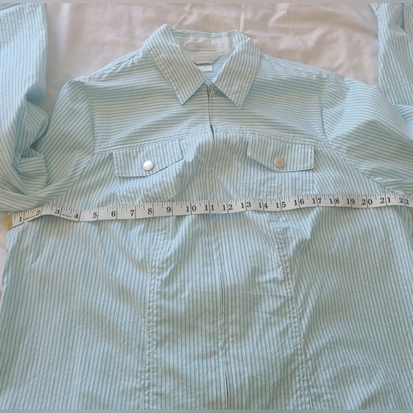 Christopher & Banks Summer Blue Seersucker Jacket With Two Pockets - Picture 7 of 8